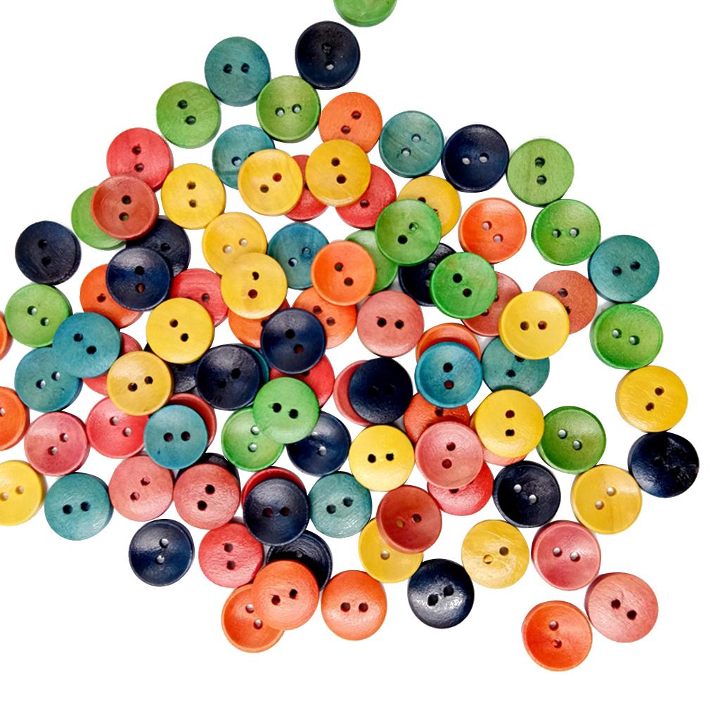 100 Pieces Mixed Wooden Buttons Sewing Scrapbooking Decor DIY Crafts 15mm