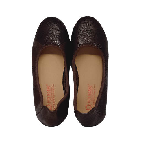 HJ7950-51-52 - Giày nữ hoa văn Huy Hoàng da bò màu da, đen, nâu đất