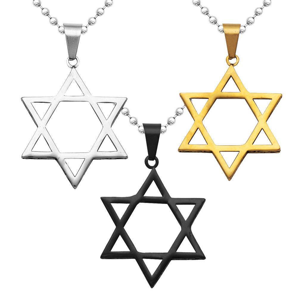 Stainless Steel Hexagram Pendant Star of  Necklace  Plated Chain -