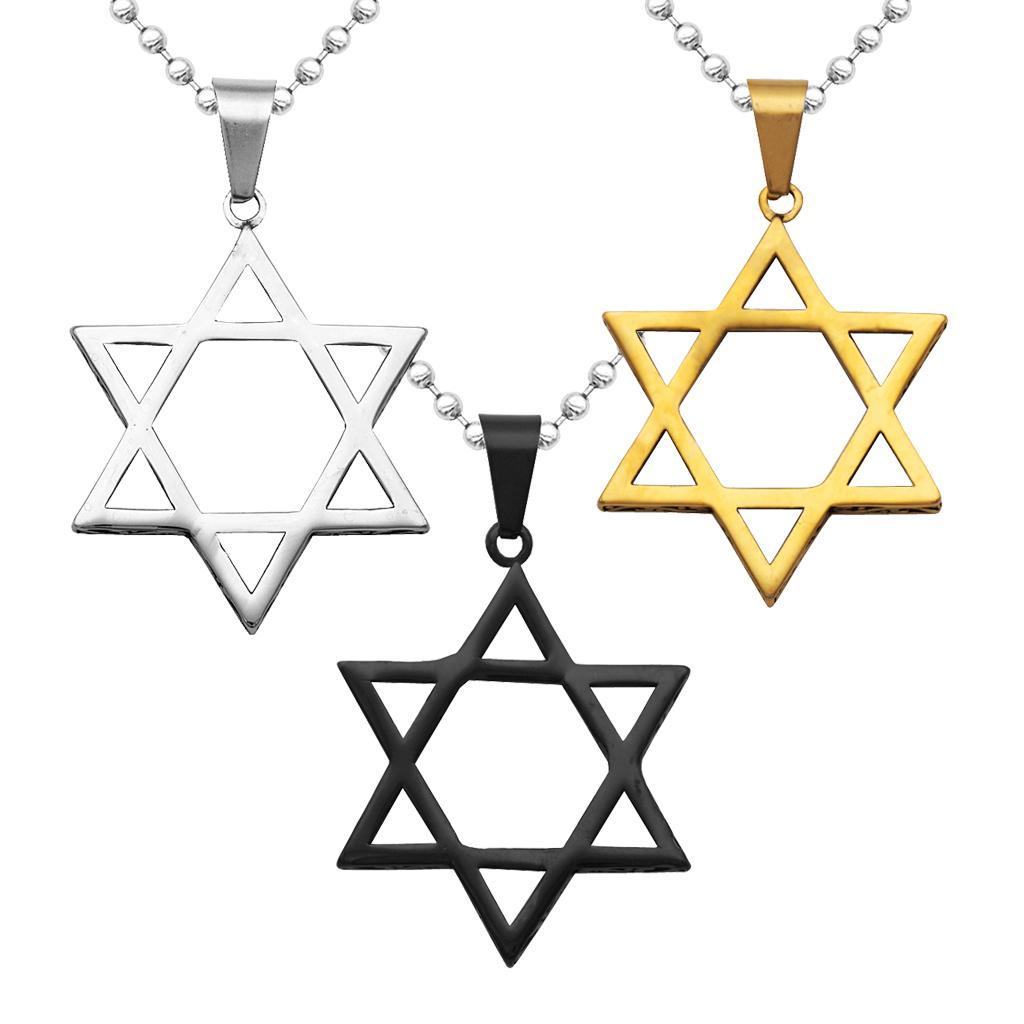 2X Men's Stainless Steel Star Of David Pendant Necklace Chain 20" Silver