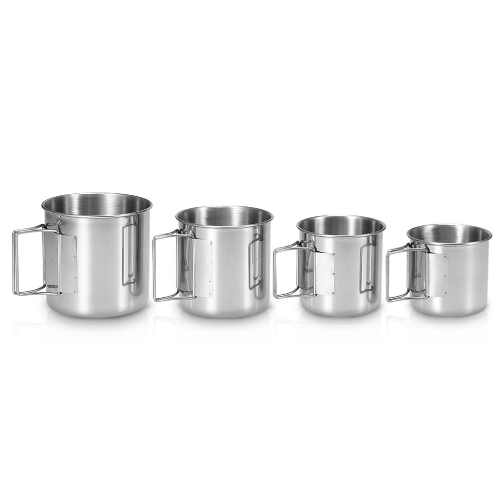 Bộ 4 cốc thép không gỉ đựng nước uống có thể xếp chồng lên nhau có tay cầm