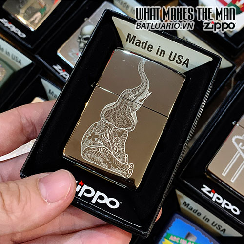 Bật Lửa Zippo 150 Zentangle Elephant Design