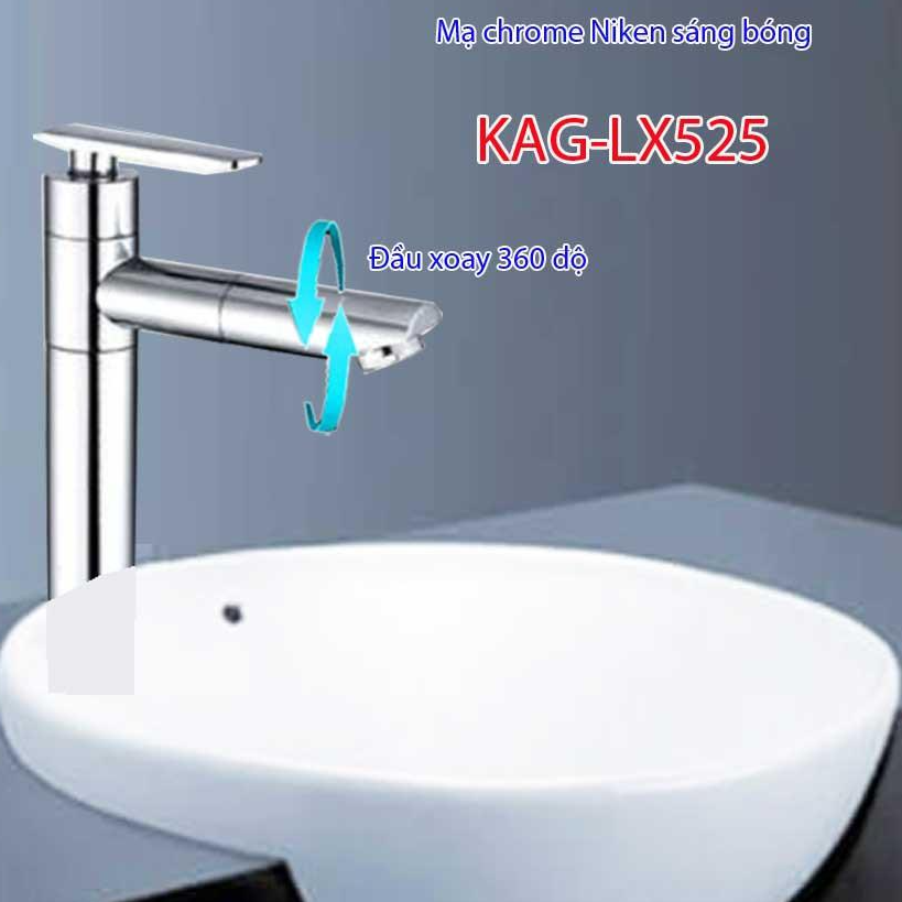 Vòi lavabo lạnh  ống trúc KAG-LX525 -20cm, vòi chậu rửa mặt cao cấp cần xoay 360 độ nước mạnh thiết kế sang trọng