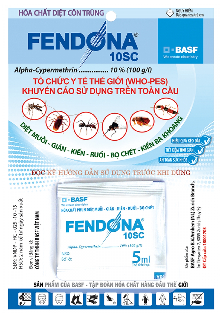 Combo 5 gói thuốc diệt muỗi, gián, kiến, ruồi, bọ chét, kiến ba khoang Fendona 10SC