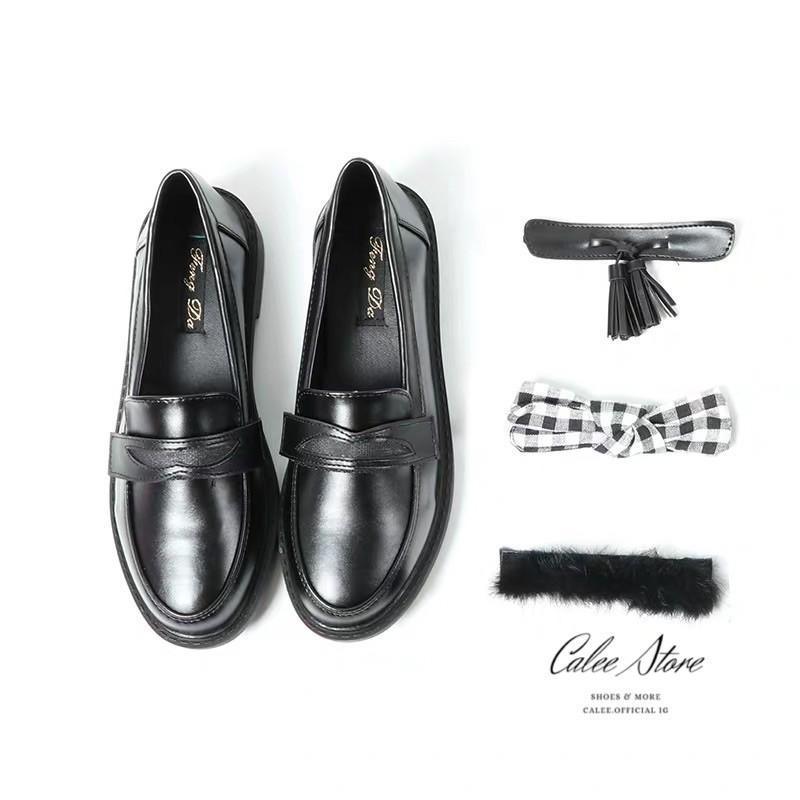 TẶNG KÈM 4 KIỂU NƠ XINH Giày Loafer da mềm (Nâu Đen) đế bệt 3p chất đẹp êm, giày moca lười chuẩn size, dễ phối đồ