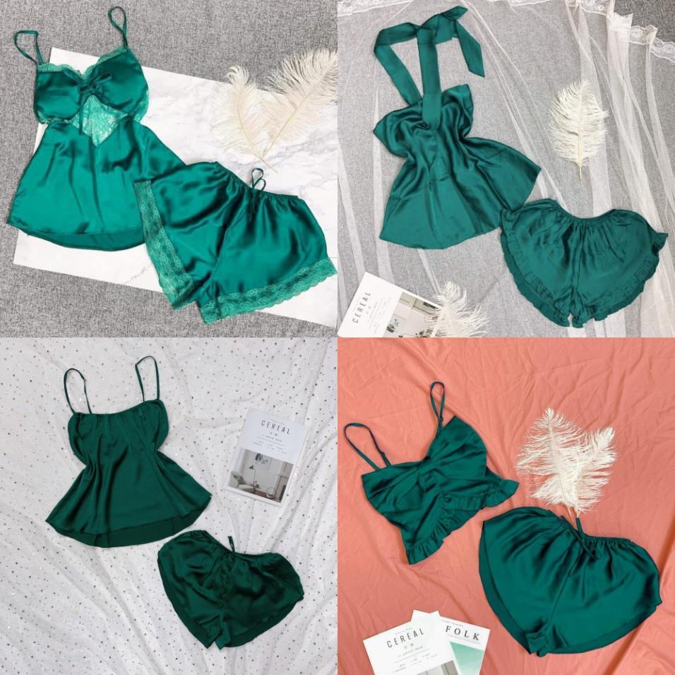 Đồ ngủ sexy 2 dây chất satin mặc ngủ mát mẻ thoải mái Freesize - ALISA