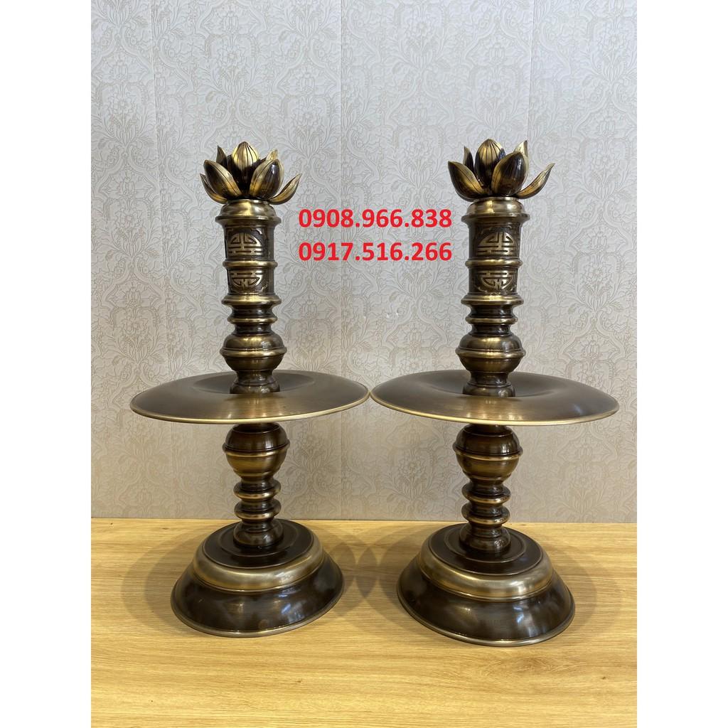 BỘ TAM SỰ SONG LONG CHẦU NGUYỆN CAO 60CM BẰNG ĐỒNG VÀNG MÀU HUN GIẢ CỔ GỒM 1 ĐỈNH CAO 60CM NẶNG 14,5KG VÀ ĐÔI NẾN CAO 45