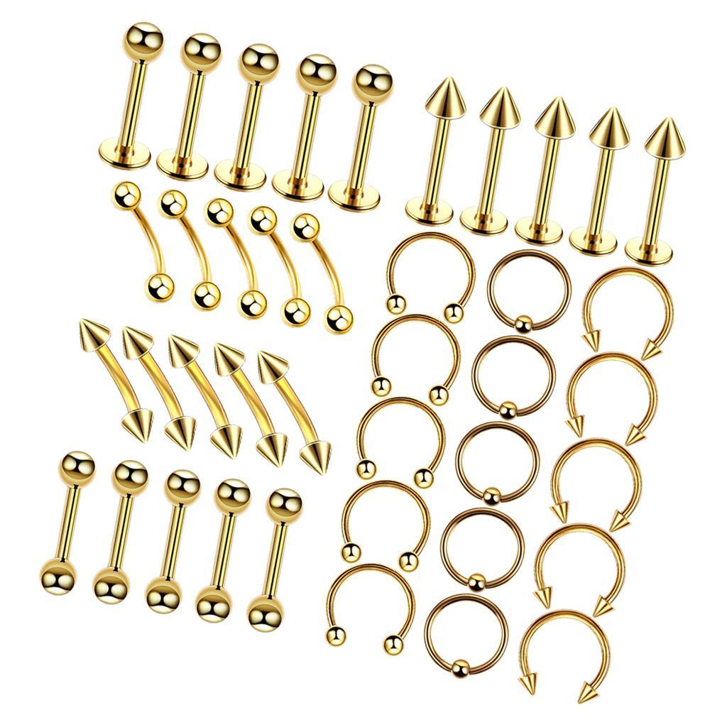 40 Pieces Nose Lip  Eyebrow  Navel Belly  Piercings  6mm