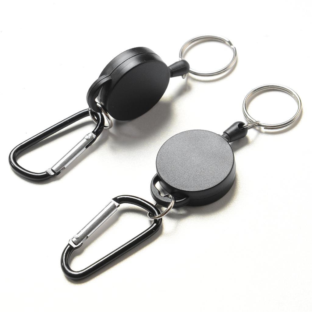 4pcs Retractable ID Badge Holder, Heavy Duty Carabiner Key Chain Keychain with Belt Clip and 25.5 inch Wire Extension, Keys Organizer