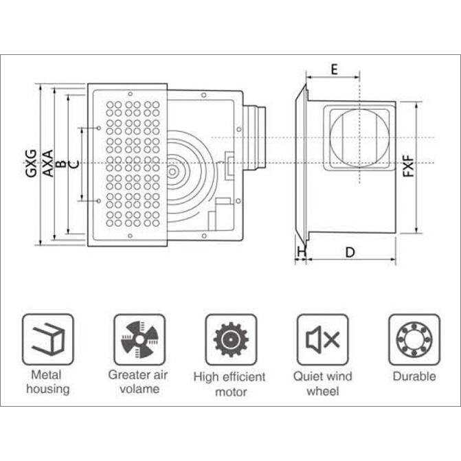 Quạt thông gió gắn trần BPT10-23 - Hàng chính hãng