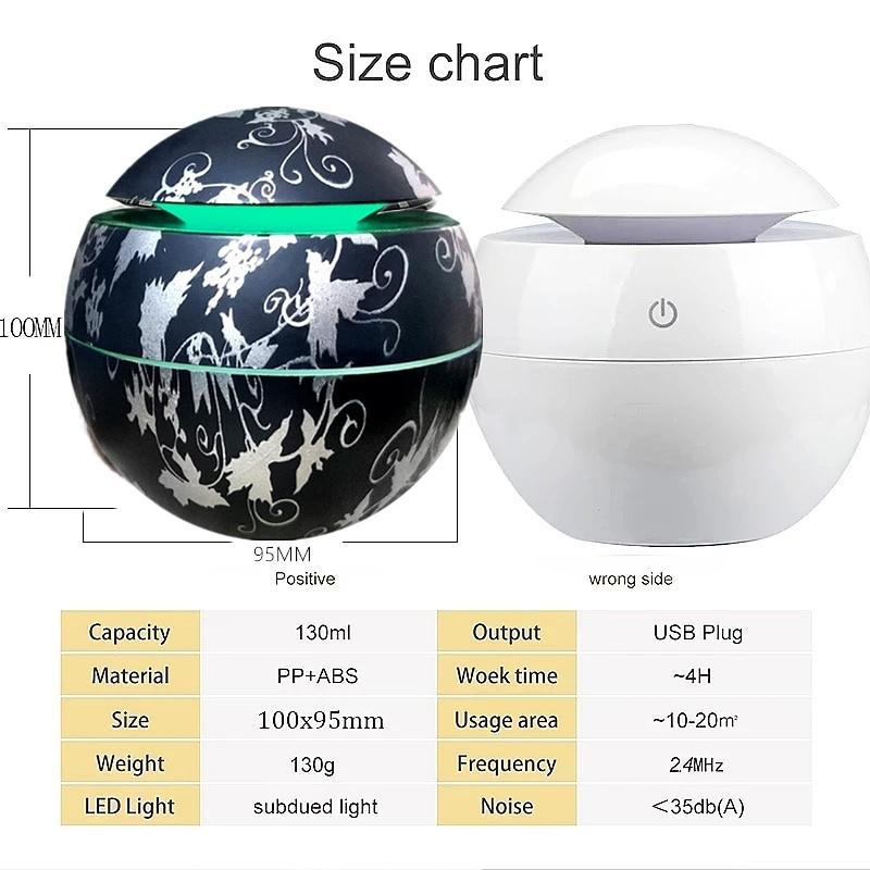 Mini Air Humidifier USB Ultrasonic Aroma Diffuser Wood Grain 7 LED Light Electric Essential Oil Diffuser For Home Aromatherapy