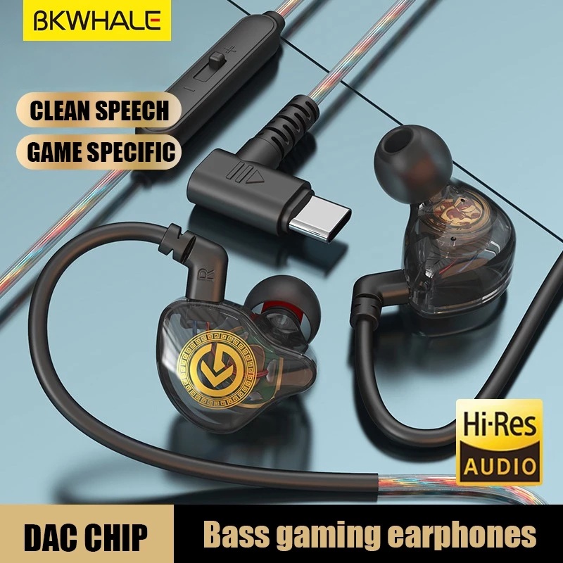 Tai nghe cao cấp có dây type C Bkwhale 8D Âm thanh vòm Bass Micrô khử tiếng ồn - miếng lót chuột