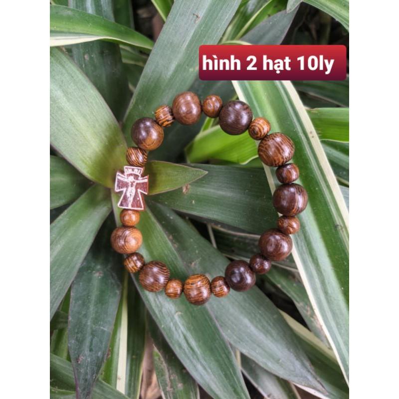 Chuỗi hạt mân côi thánh giá hạt 8ly 10ly 12ly vòng tay nam nữ gỗ hương muồng màu đen và vàng