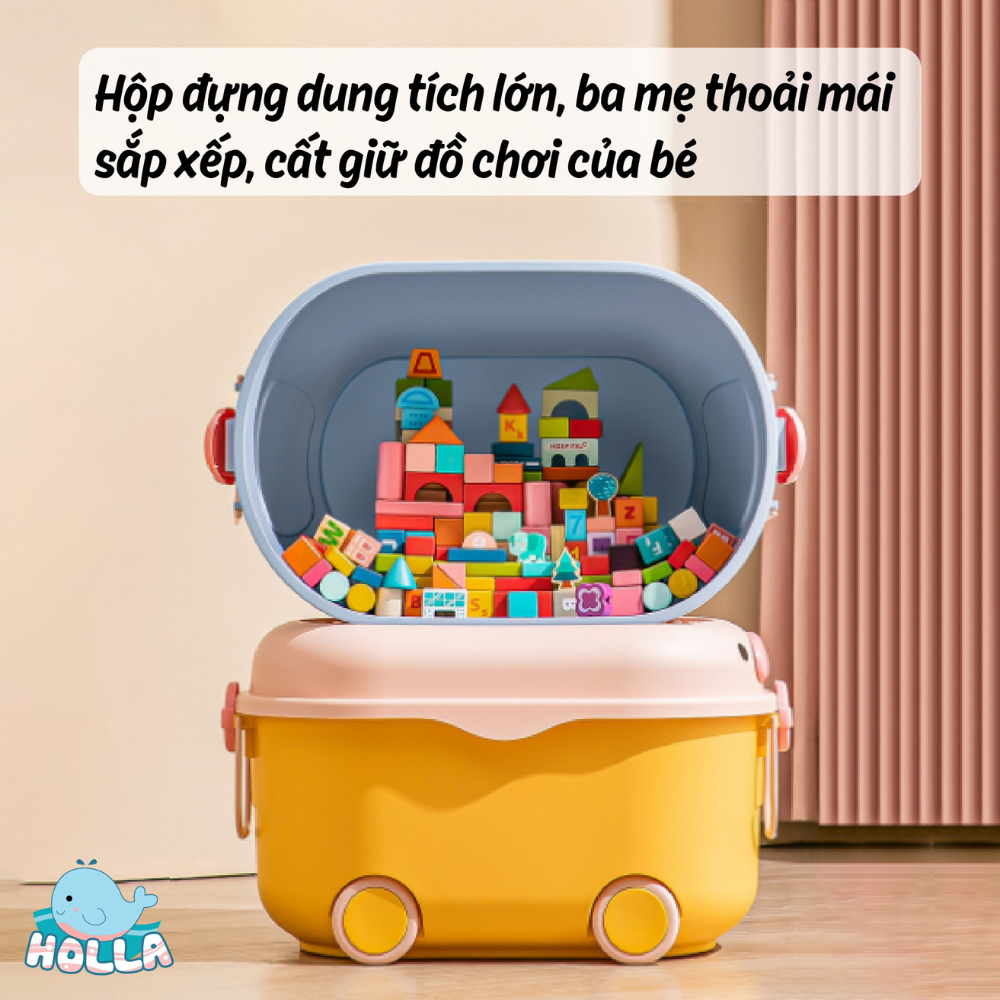 Thùng Đựng Đồ Chơi Hình Heo Có Bánh Xe Cho Bé