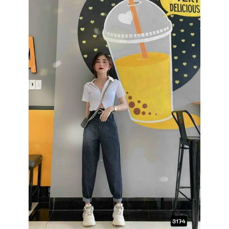 Quần baggy jean túi kiểu 3158, hình thật 100