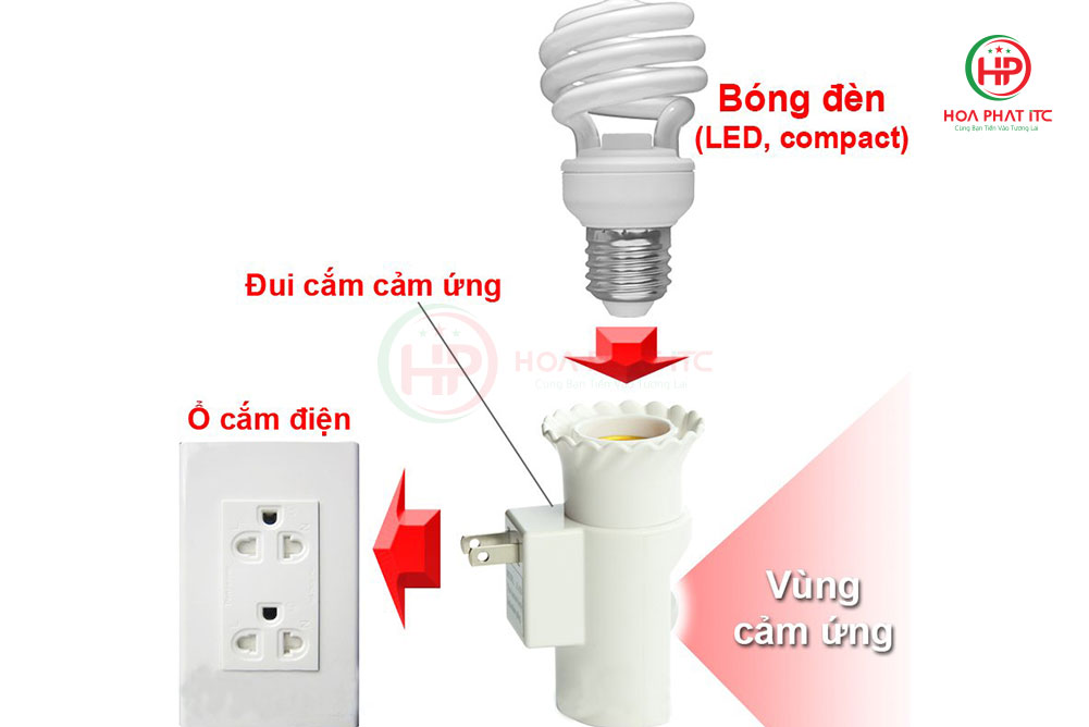 Đui đèn cảm biến chuyển động Komax KM-S18 tích hợp phích cắm