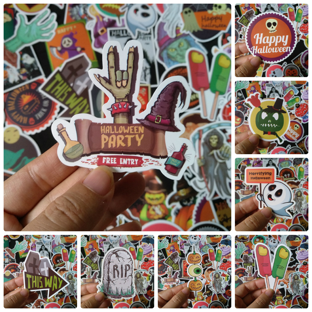 Bộ Sticker dán cao cấp chủ đề HALLOWEEN - Dùng dán Xe, dán mũ bảo hiểm, dán Laptop