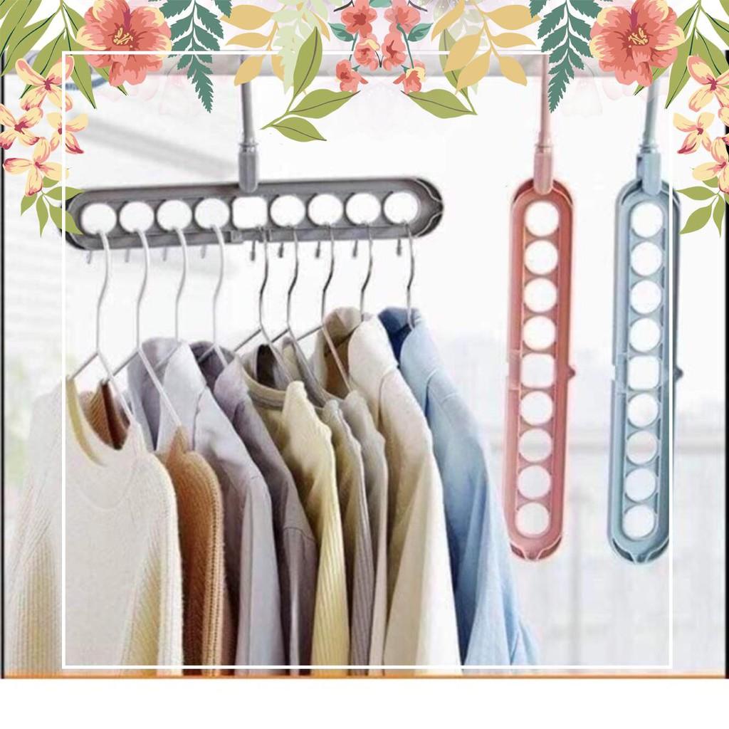 Móc treo đồ, móc treo quần áo 9 lỗ tiện dụng, đa năng giúp tiết kiệm tối đa diện tích tủ, dây phơi