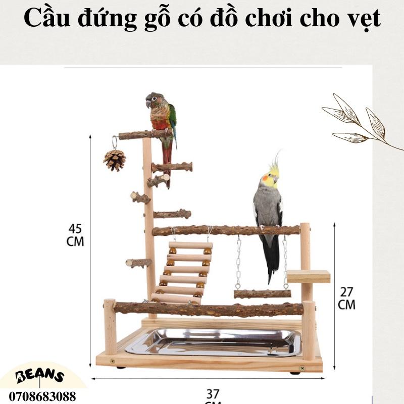 Cầu đứng gỗ dành cho chim, vẹt size nhỏ, size trung như lovebird, yến phụng, cock, sun, xích, ngực hồng,...