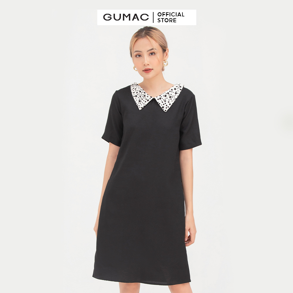 Đầm dáng xòe suông phối cổ GUMAC DB757