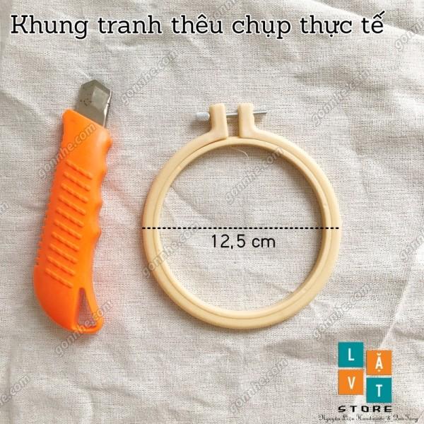 Khung thêu tròn giả tre bằng nhựa chắc chắn để đan, may vá...