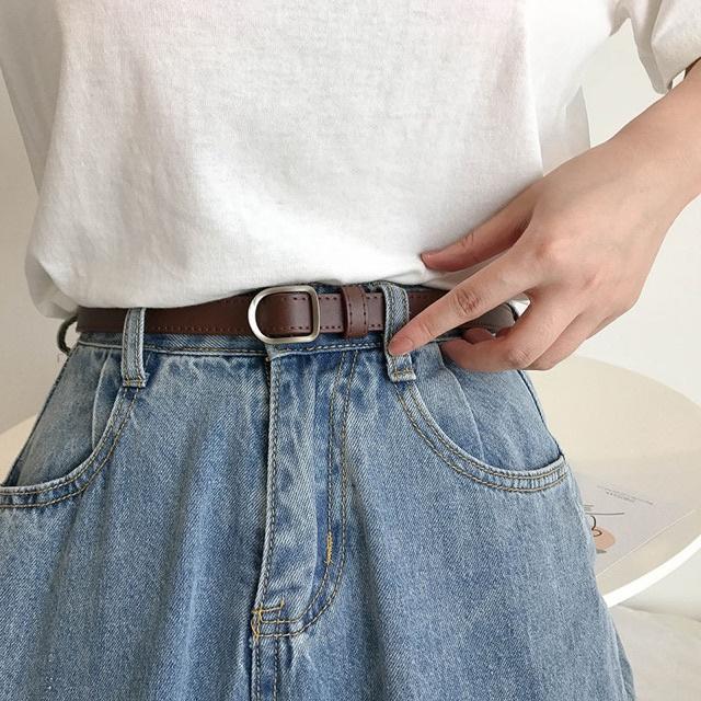 Thắt Lưng Nam Nữ Thắt Lưng Đai Váy Mặt Bạc Hình Thoi Maxshop Da Đẹp Cao Cấp KHÔNG CẦN ĐỤC LỖ - Dây Nịt Hình Thoi Bản Nhỏ