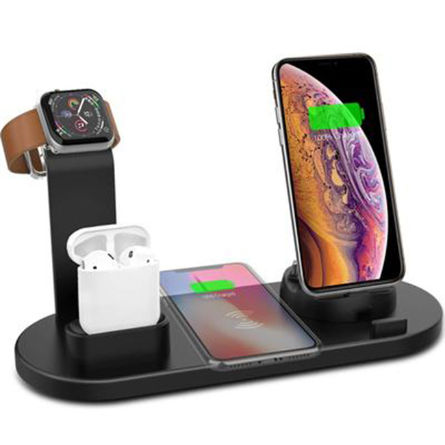 Đế Sạc Không Dây Đa Chức Năng 4 in 1 Cho Apple Watch &amp; Iphone &amp; AirPods US04- Hàng chính hãng