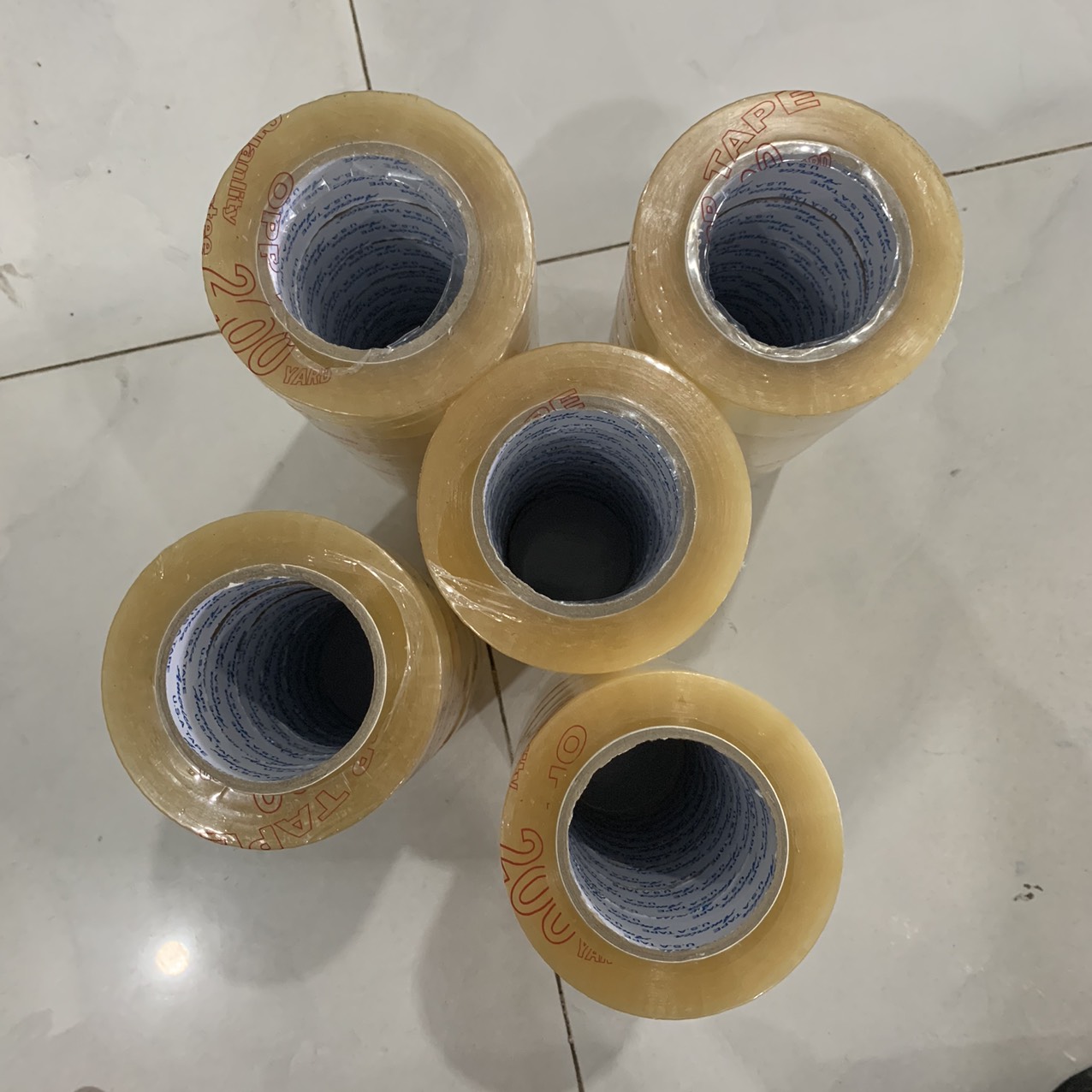 combo 5 cây ( 30 Cuộn] Băng Keo trong, Băng Dính Dán Thùng T (6c x 200 Yards)