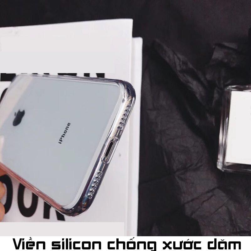 Ốp lưng kính cường lực, viền silicon chống va đập trong suốt dành cho iphone