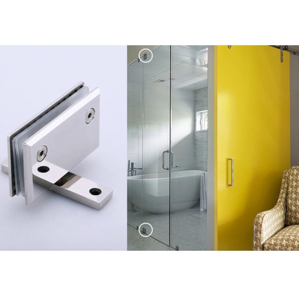 2pcs 360 Bathroom Showcase Cabinet Bracket Glass Shower Door Hinge-5mm