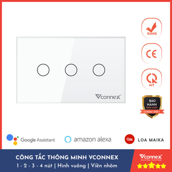 Công Tắc Thông Minh Wifi Vconnex, Công Suất Cao 800/2500W - Chức Năng Hẹn Giờ, Điều Khiển Từ Xa - Bảo Hành 2 Năm 1 Đổi 1