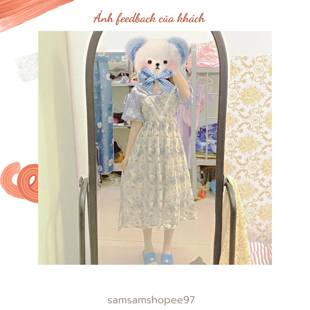 Đầm hoa cổ V dễ thương