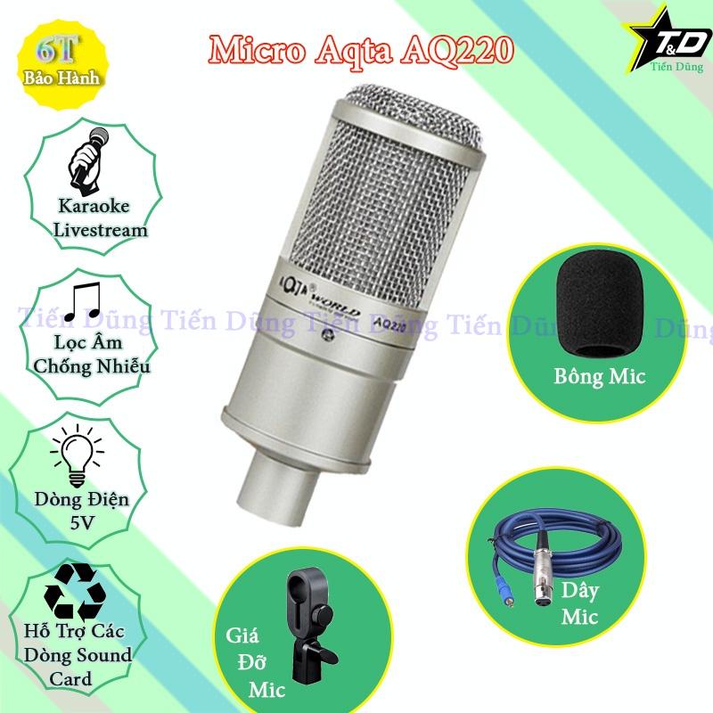 Bộ livestream mic AQ220 Sound card H9 autu-tune chân dây livestream MA2- micro thu âm