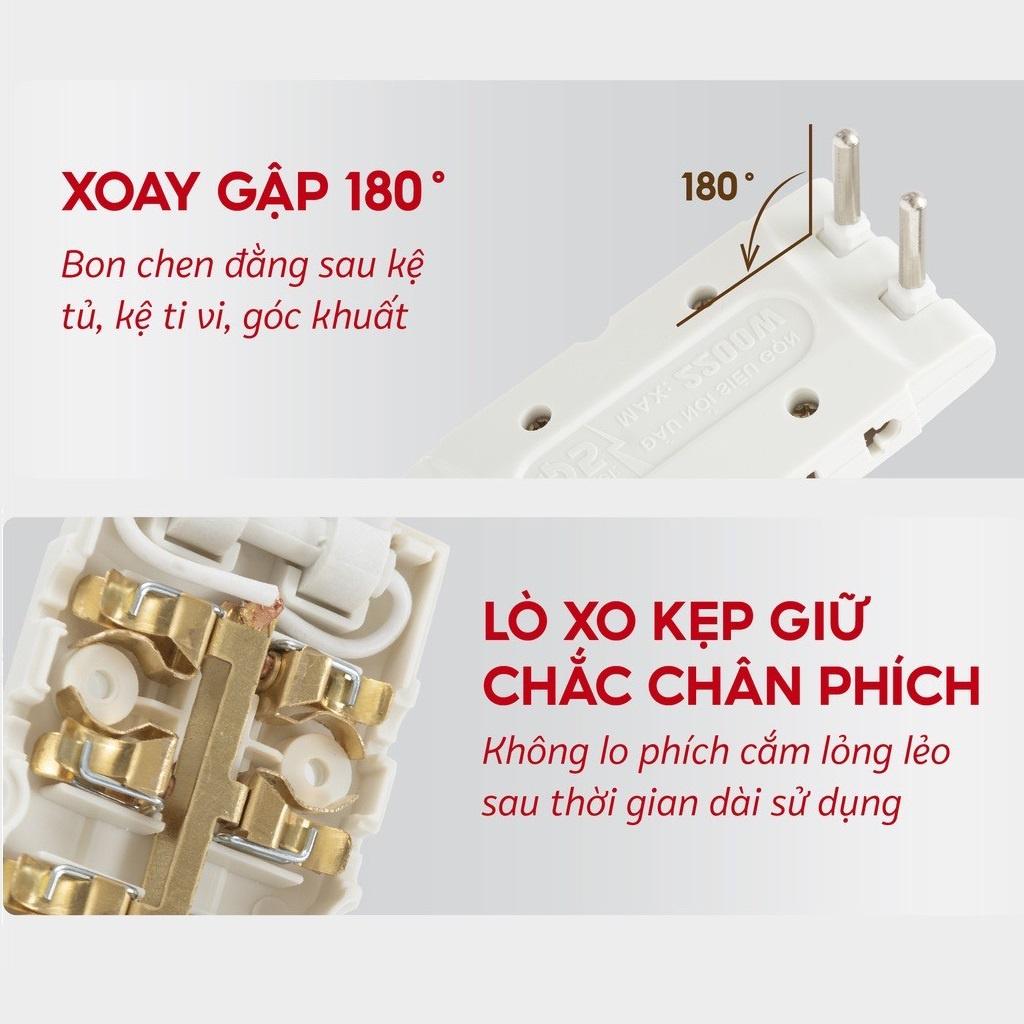 Phích Cắm Chia 3 - Ổ Cắm Chia 3 Ổ - Xoay 180 Độ - Dành Cho Không Gian Hẹp Nhỏ Gọn, Tiện Dụng Gia Đình- TakyHome 8603