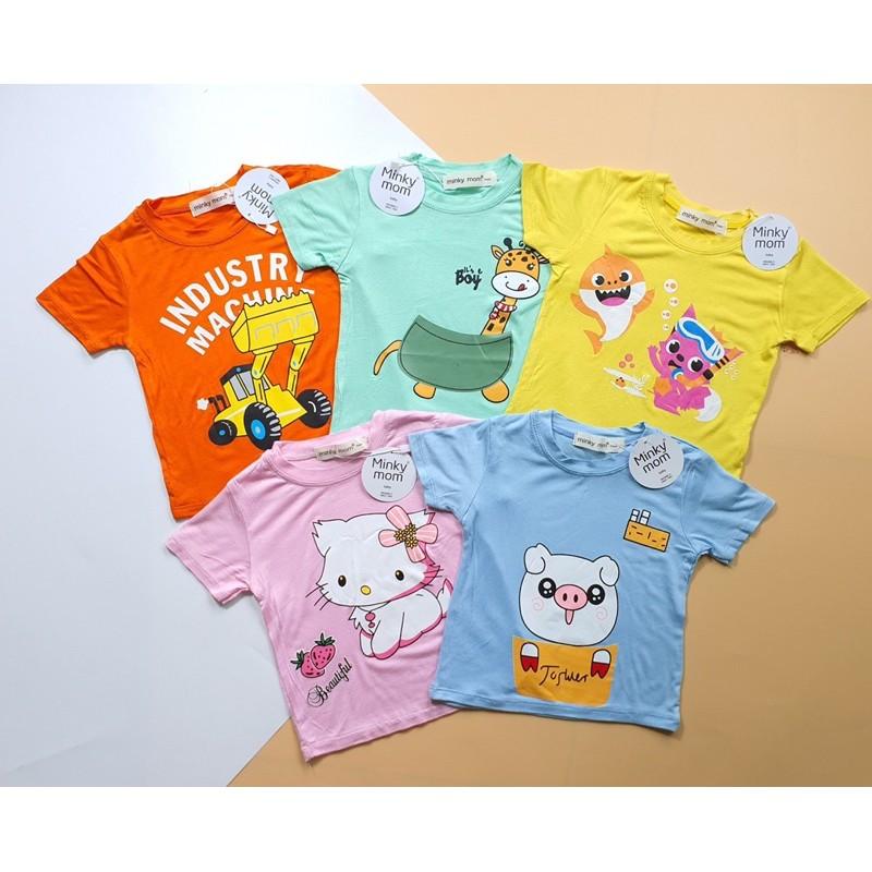BỘ THUN LẠNH MINKYMOM TAY NGẮN BABY SHARK KITTY CHO BÉ TỪ 6 kí đến 19kí