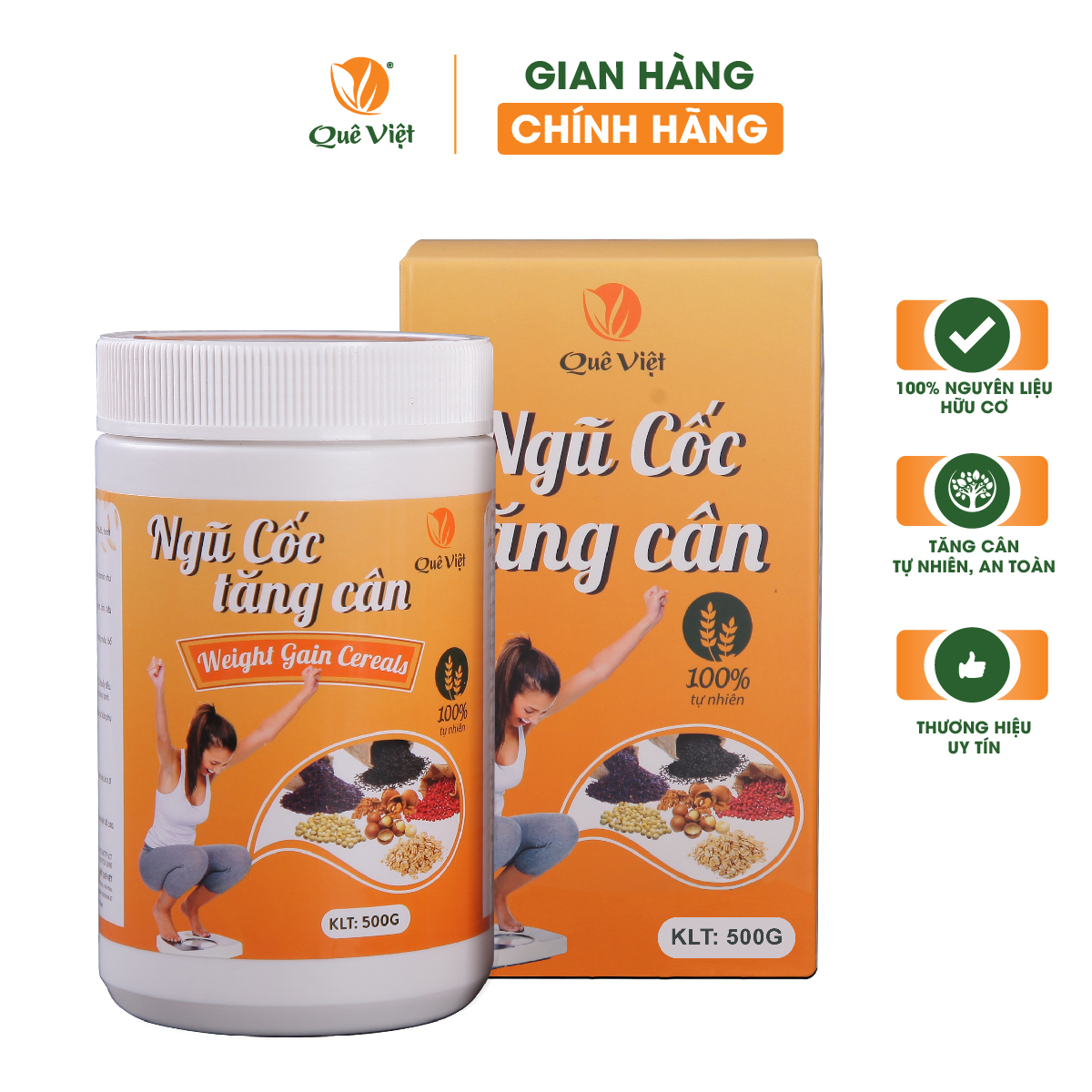 Ngũ Cốc Tăng Cân Quê Việt - 100% nguyên liệu hữu cơ - Bổ xung dinh dưỡng, tăng cân tự nhiên