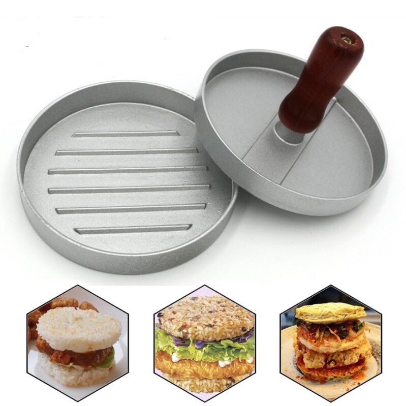 Khuân Ép Thịt  Làm Bánh Hamburger Tay Cầm Cán Gỗ