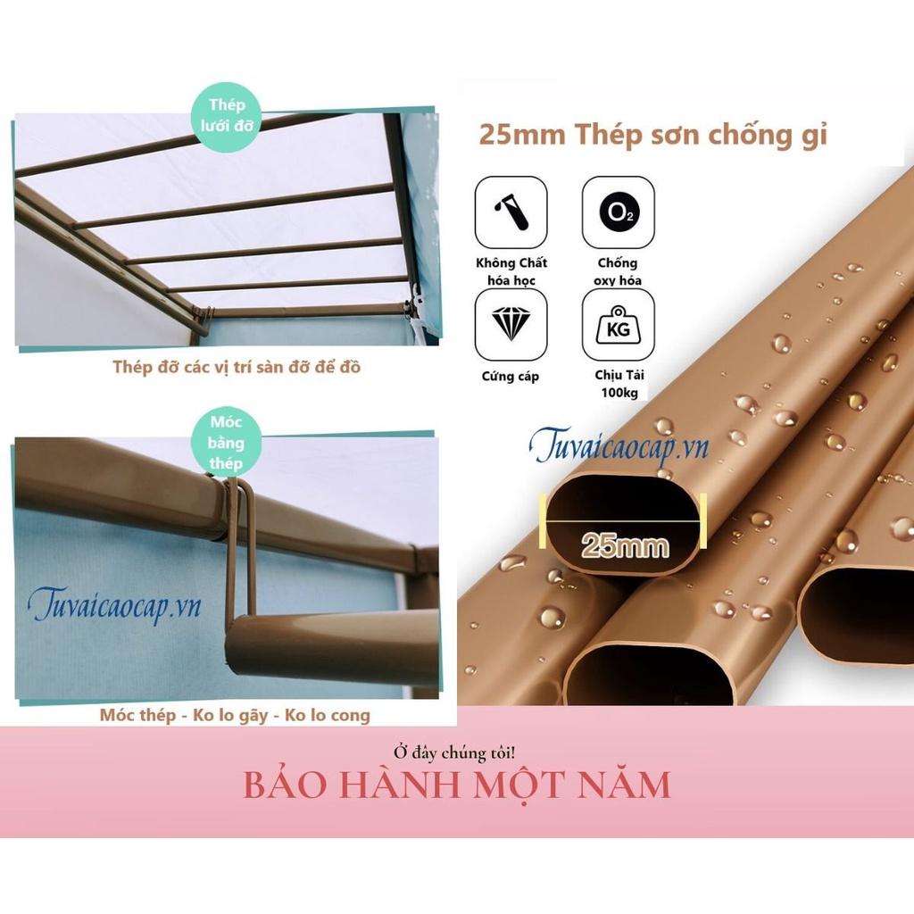 Tủ vải biến hình, tủ đựng quần áo khung thép cacbon sơn tĩnh điện cao cấp 1m7 nhập khẩu bảo hành 24 tháng