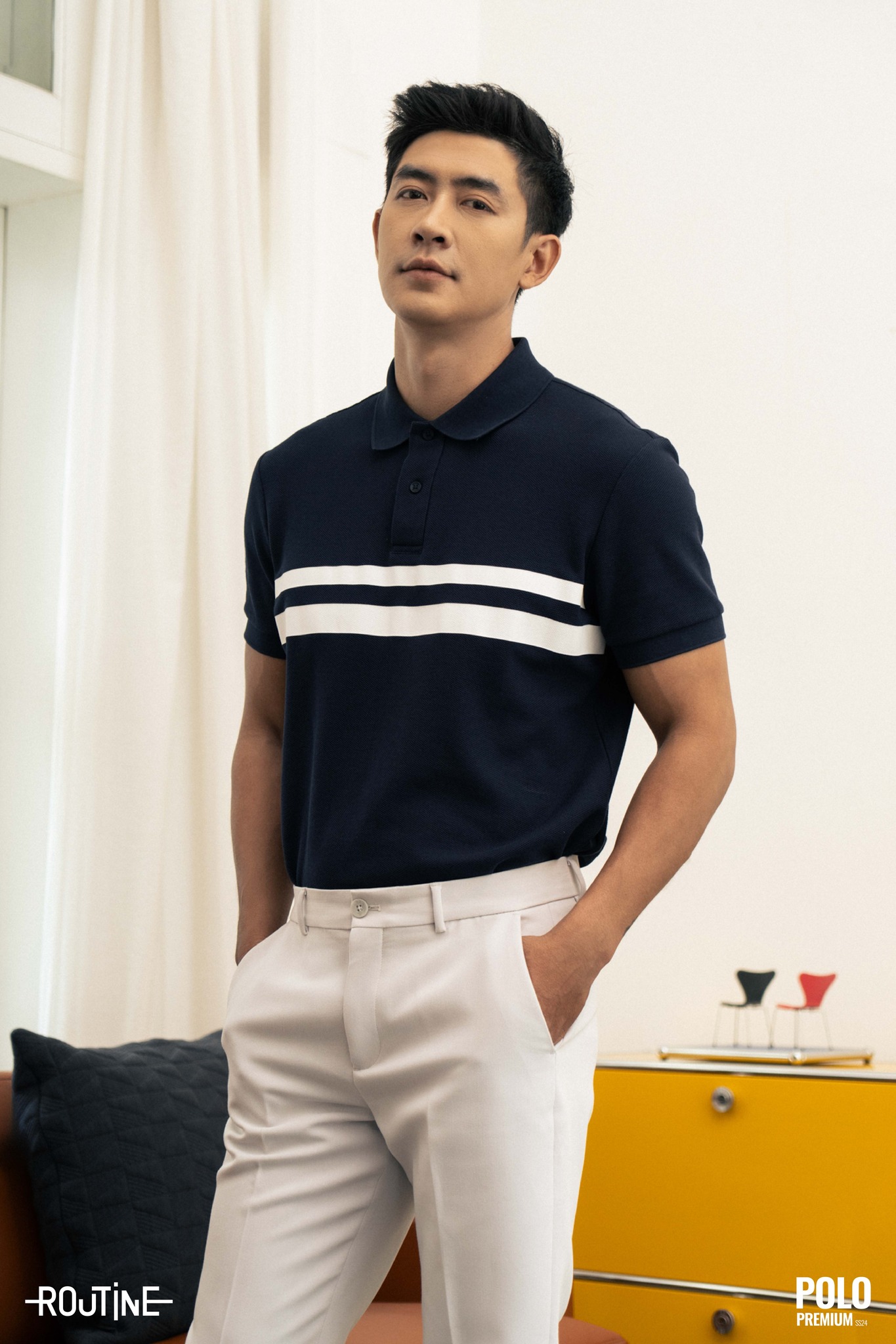 Áo polo nam ROUTINE in sọc premium. Fitted - 10S24POL004P | LASTORE MENSWEAR