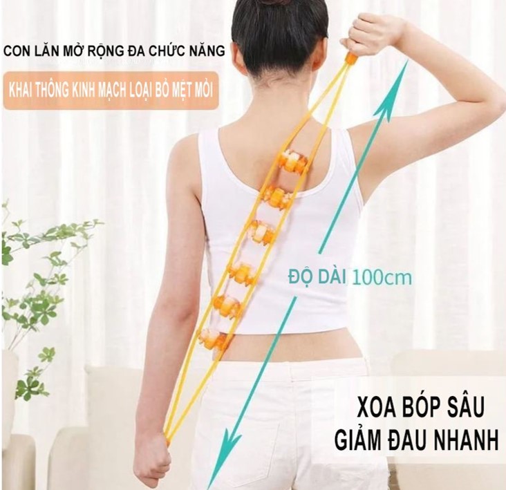 Dây Lăn Mát Xa Vai Cột Sống Lưng / Cổ / Lưng Để Phục Hồi Sức Khỏe 3 Con Lăn Cầm Tay