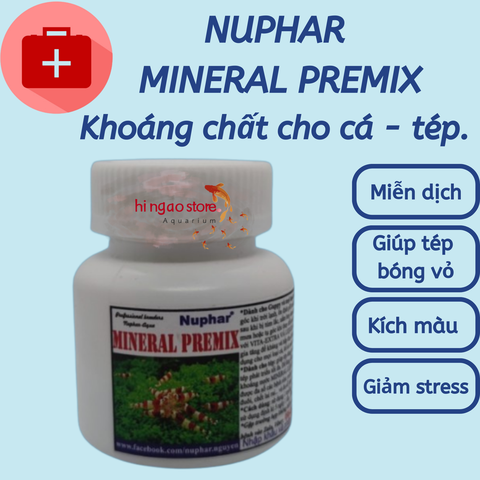 Mineral Premix bổ sung khoáng cho cá tép - NUPHAR Sản phẩm giúp cá khỏe - Hingaostore.