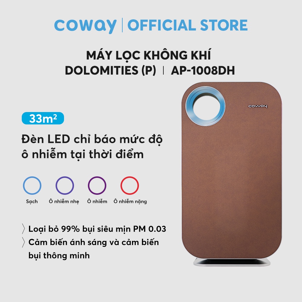 Máy lọc không khí Coway AP-1008DH - Làm sạch không khí - Diện tích phòng 33 m2 - Hàng Chính Hãng