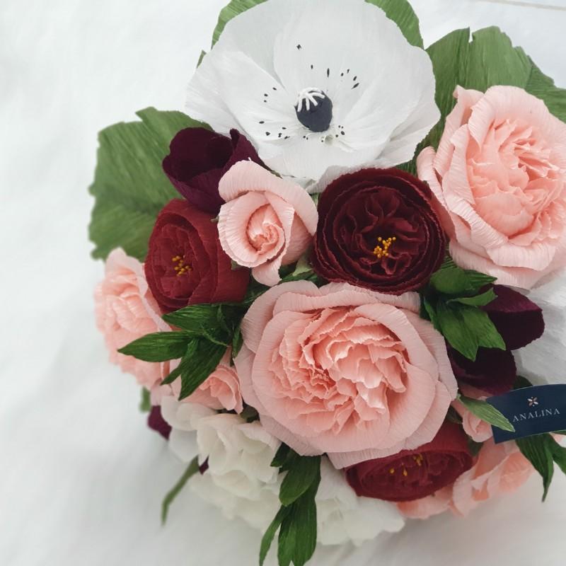 Hoa Cưới - Hồng Pháp JARDINERE, Handmade- Giấy nhún nhập từ Ý