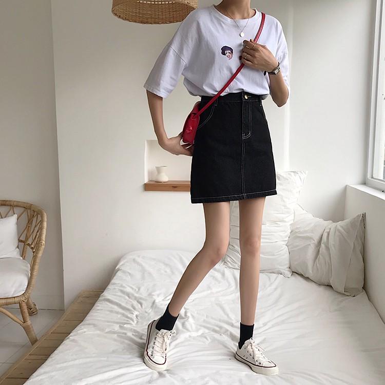 Chân váy jeans chữ A Ulzzang Quảng Châu VJN1
