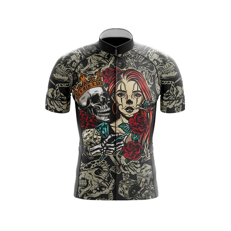 Nam Mùa Hè Đầu Lâu Đi Xe Đạp Jersey MTB Xe Đạp Áo Sơ Mi Xuống Dốc Chu Kỳ Đội Đường Quần Áo Núi Xe Đạp Đồng Nhất Nhanh khô Ropa Ciclismo Color: A10 Size: XS