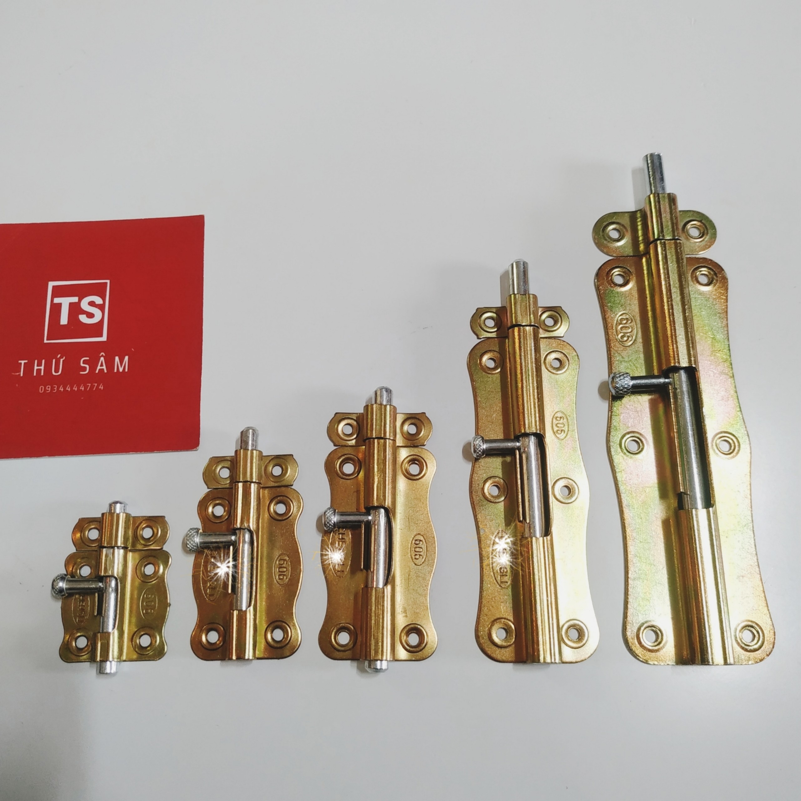 Bộ 2 chốt cửa sổ cửa tủ màu vàng nhiều kích cỡ