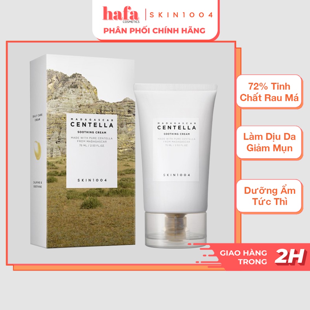 Kem Dưỡng Làm Dịu, Phục Hồi Da Chiết Xuất Rau Má Skin1004 Madagascar Centella Soothing Cream 75ml + Tặng kèm 1 băng đô tai mèo