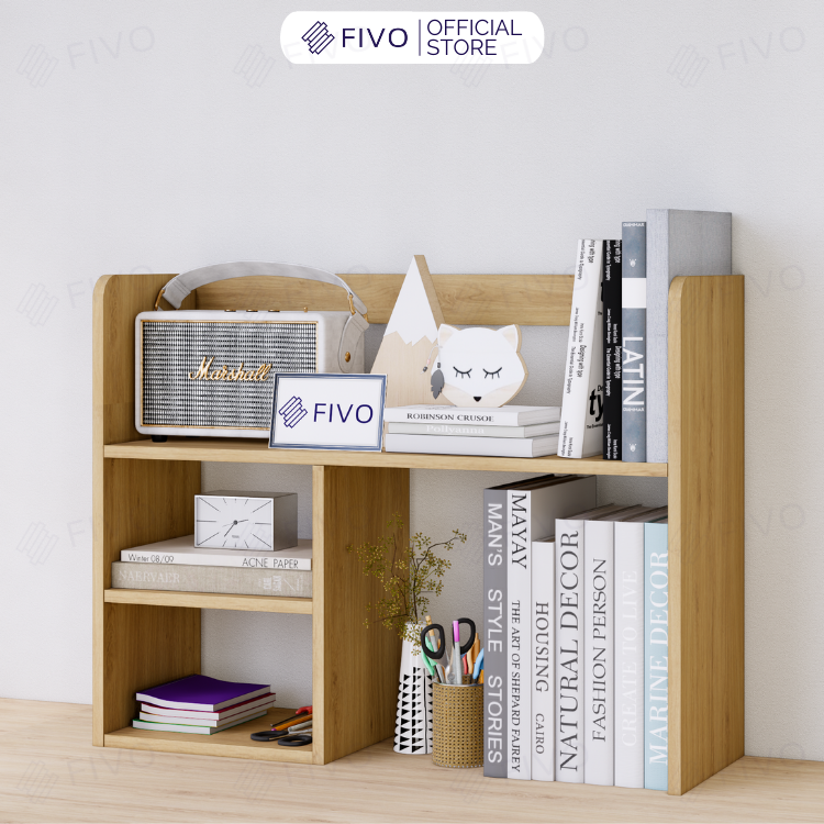 Kệ Sách Để Bàn Học FB21 FIVO Cao Cấp Màu Gỗ Và Walnut , Thiết Kế Có Hộc Tủ, Dễ Dàng Lắp Ráp, Đa Dạng Mẫu Mã Và Màu Sắc