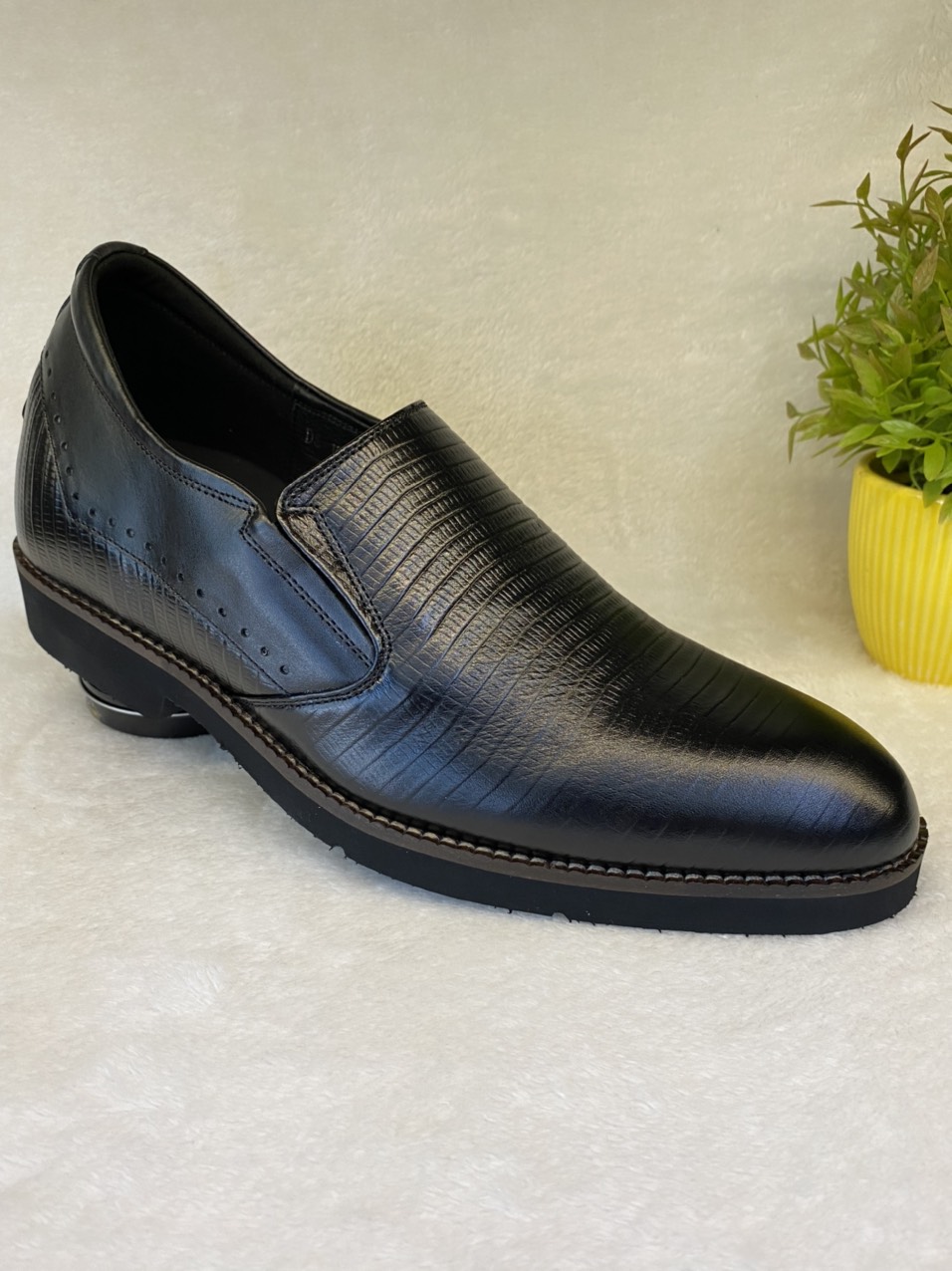 Giày tăng chiều cao nam ,giày công sở tăng cao 6,5cm Giày độn màu đen-TC12 Giày SAGO’S bảo hành 12 tháng