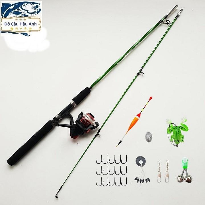 Bộ cần câu máy Shimano 2 khúc đặc 1m35 - 1m8 máy YF200 Tặng Kèm Phụ Kiện